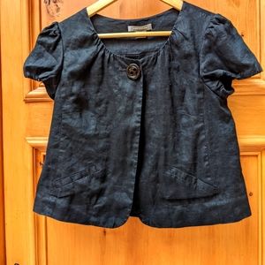 Ann Taylor Linen Puff Sleeve Top